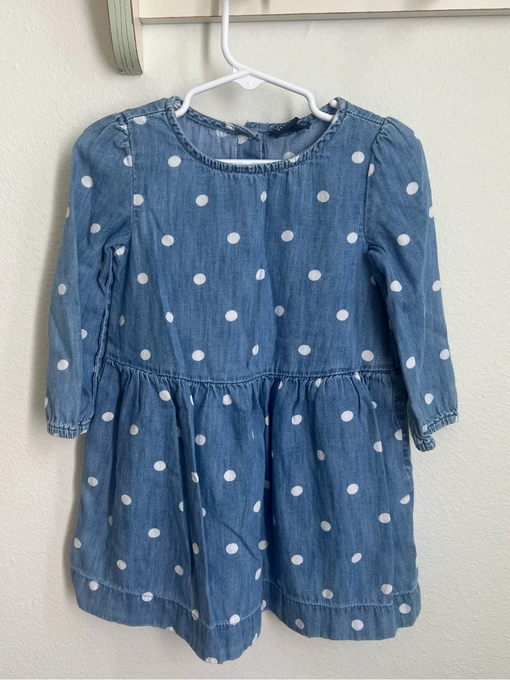 gap blue polka dot dress Denim Long-Sleeve alnutspringstxrally.com LOVE26 eye closure and smocked Color:Green as Pics Naked Wardrobe leather look